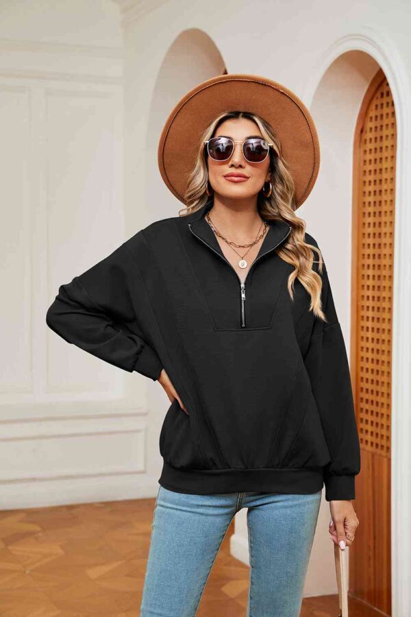 Half-Zip Dropped Shoulder Sweatshirt - Image 13