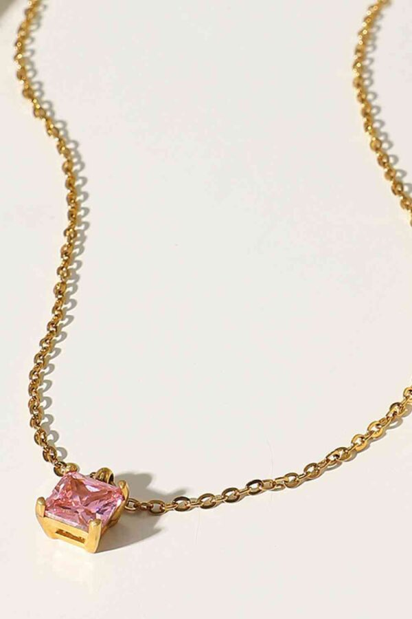 Rhinestone Pendant Gold-Plated Necklace - Image 4