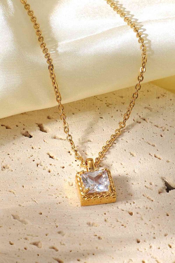 Rhinestone Pendant Gold-Plated Necklace - Image 2