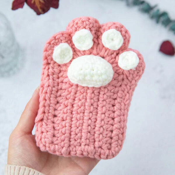 Cat Paw Hand-Knitted Winter Gloves - Image 5