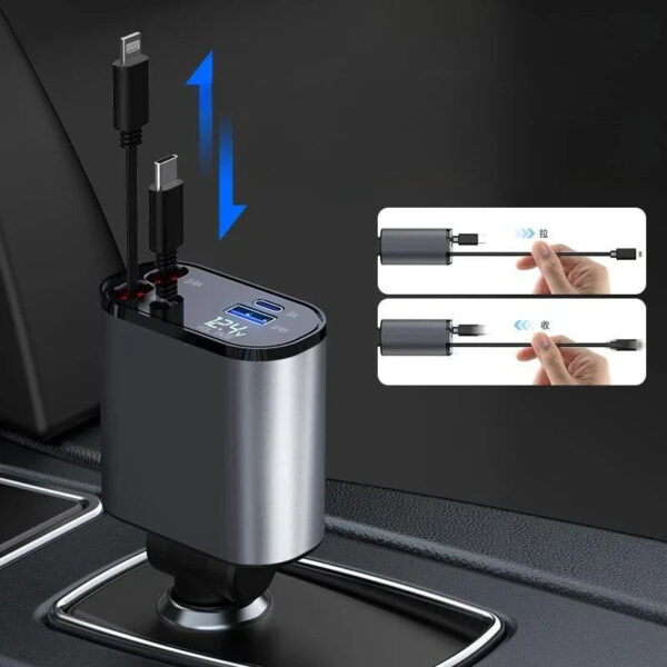 Fast Charge Retractable Car Charger - Image 2