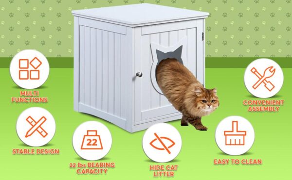 Cat House Side Table, Nightstand Pet House, Litter Box Enclosure - Image 12