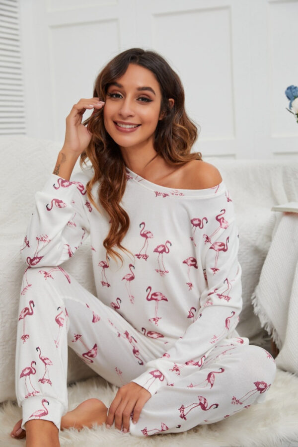 Flamingo Long Sleeve Top and Pants Lounge Set - Image 5