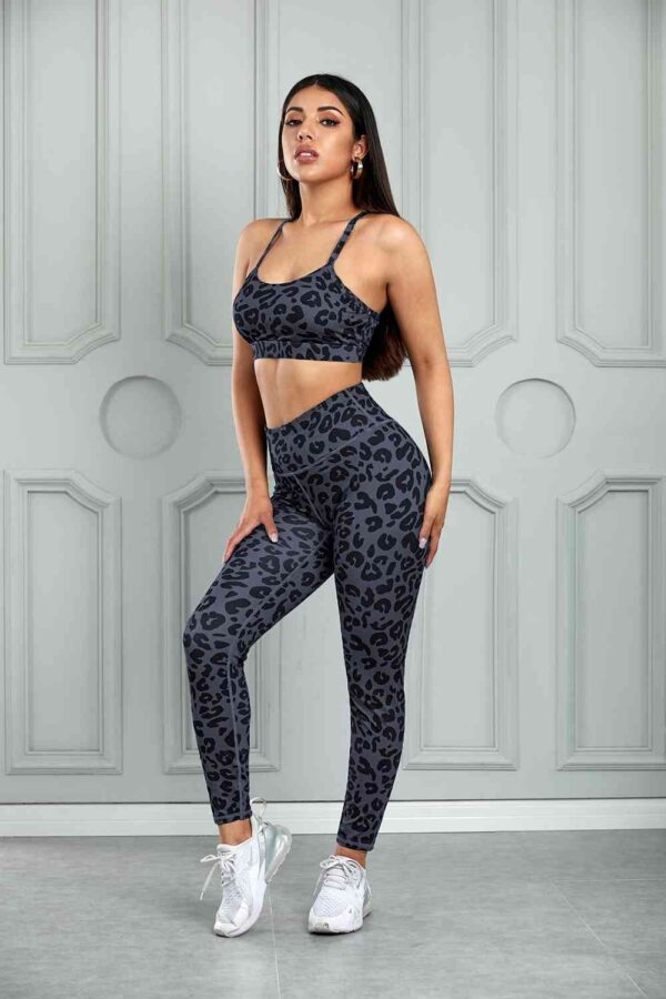 Leopard Cutout Sports Bra and Leggings Set - Image 4