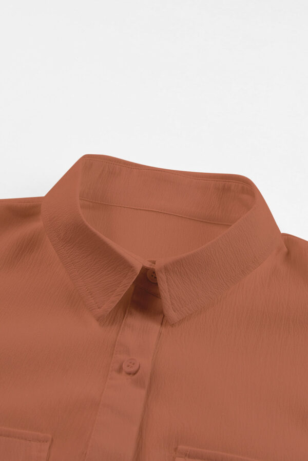 Pocketed Button Up Balloon Sleeve Shirt - Image 6