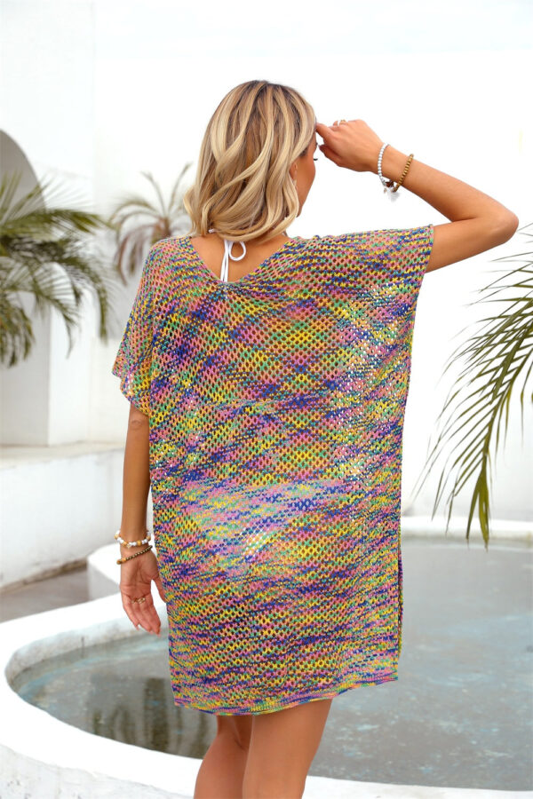 Openwork Contrast Short Sleeve Cover-Up - Image 10