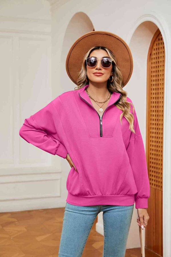 Half-Zip Dropped Shoulder Sweatshirt - Image 17