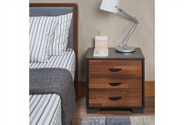 Walnut And Espresso Contemporary Nightstand - Image 2