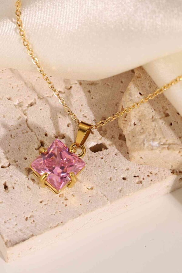 Rhinestone Pendant Gold-Plated Necklace - Image 5