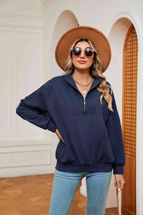 Half-Zip Dropped Shoulder Sweatshirt - Image 6