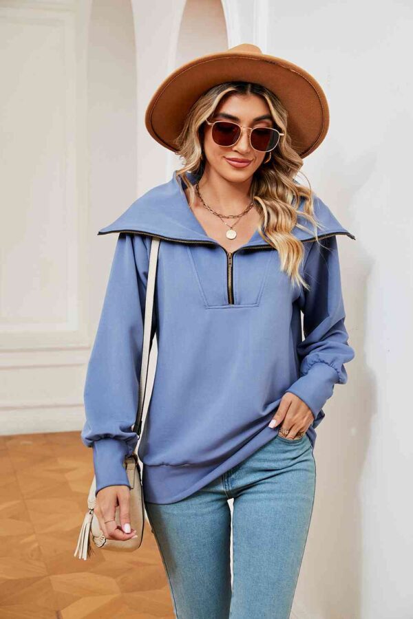 Half-Zip Collared Sweatshirt - Image 13