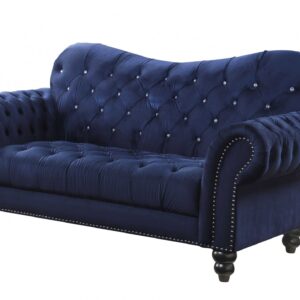 76" X 37" X 39" Navy Velvet Loveseat
