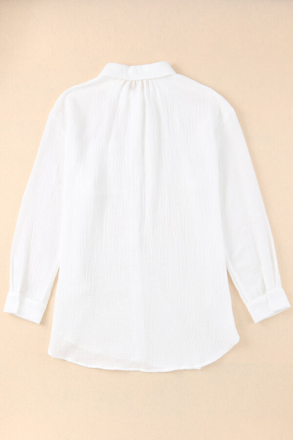 Slit Button Up Long Sleeve Shirt - Image 7