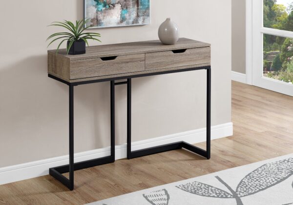 32" Dark Taupe Finish and Black Metal Accent Table - Image 2