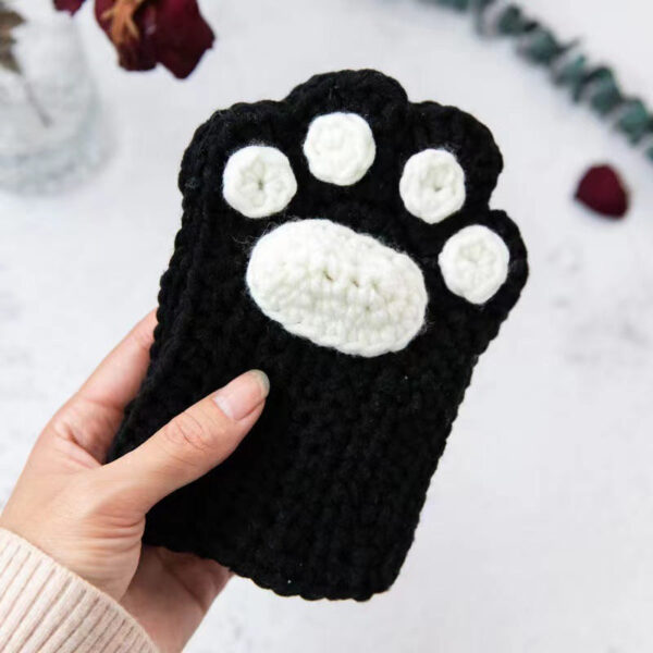 Cat Paw Hand-Knitted Winter Gloves - Image 7