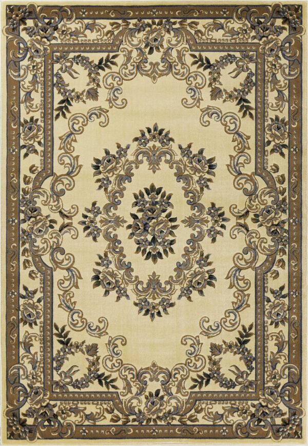 3' x 5' Polypropylene Ivoryor Blue Area Rug