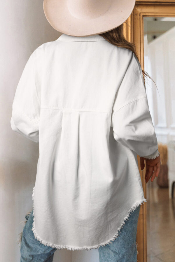 Sequin Raw Hem Dropped Shoulder Shirt - Image 2