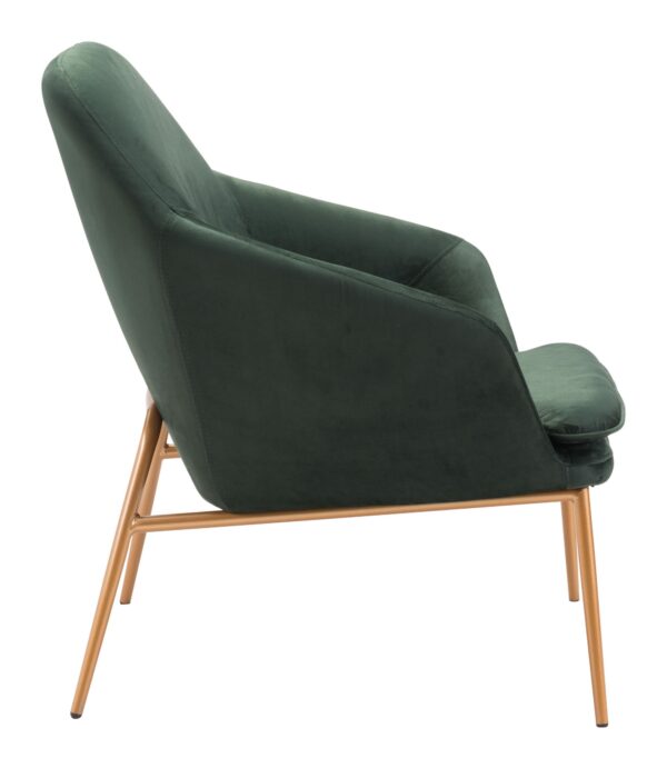 34" Green Velvet Metal Arm Chair - Image 2