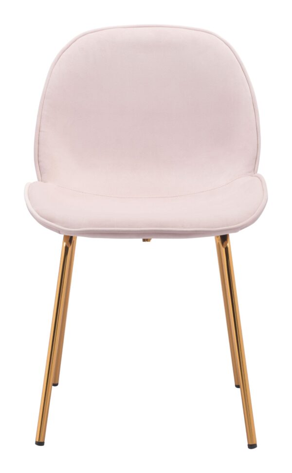 Pink Rose Velvet and Gold Finish Dining or Side Chairs Set of 2 - Image 3