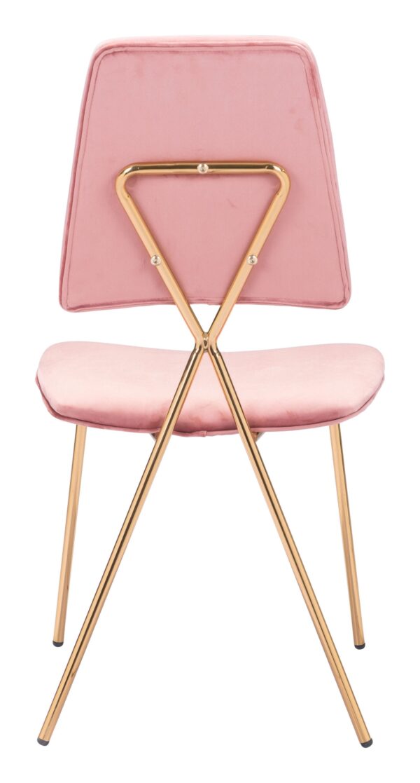 19.7" x 21.9" x 35.8" Pink & Gold, Velvet, Steel & Plywood, Chair Chair - Image 4