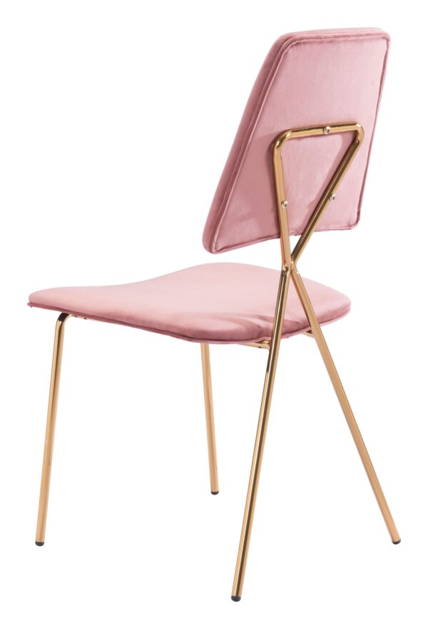 19.7" x 21.9" x 35.8" Pink & Gold, Velvet, Steel & Plywood, Chair Chair - Image 5