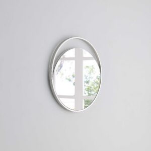 23" X 1.5" X White Glass Small Round Mirror