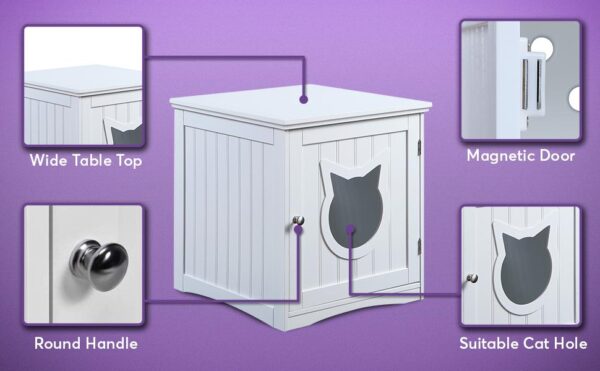 Cat House Side Table, Nightstand Pet House, Litter Box Enclosure - Image 5