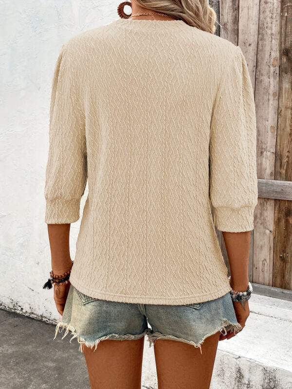 Round Neck Puff Sleeve Blouse - Image 4