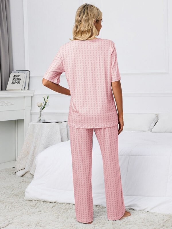 Printed V-Neck Top and Pants Lounge Set - Image 7