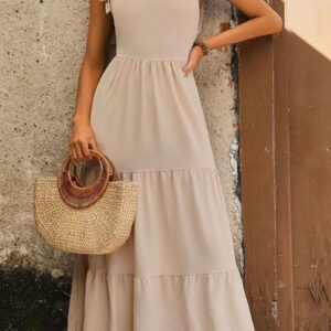 Tie Shoulder Smocked Tiered Dress