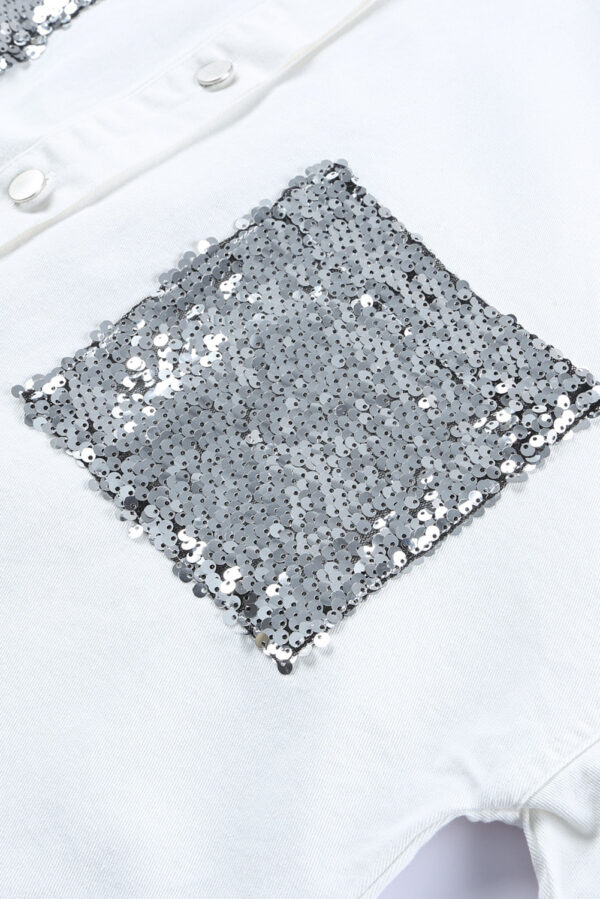 Sequin Raw Hem Dropped Shoulder Shirt - Image 5