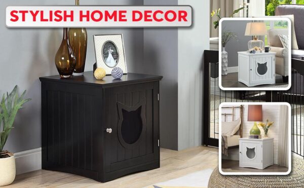 Cat House Side Table, Nightstand Pet House, Litter Box Enclosure - Image 7
