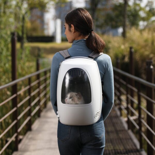 INSTACHEW Petpod Pet Carrier (White & Peach), Built-in Fan, Pet Bag, - Image 4