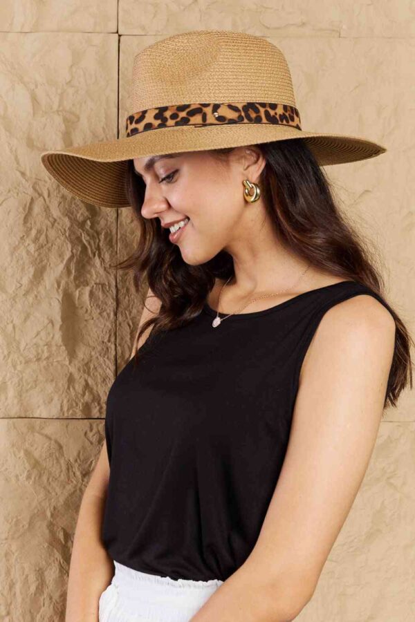 Fame Wild One Leopard Ribbon Straw Hat - Image 4