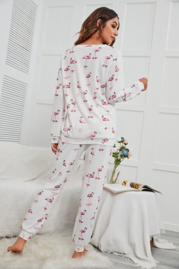 Flamingo Long Sleeve Top and Pants Lounge Set - Image 4