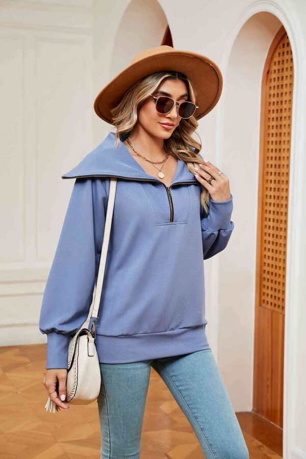 Half-Zip Collared Sweatshirt - Image 15