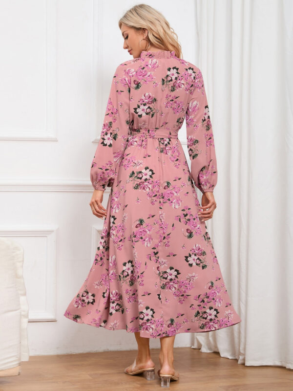 Floral Tie Front Balloon Sleeve Dress - Image 6