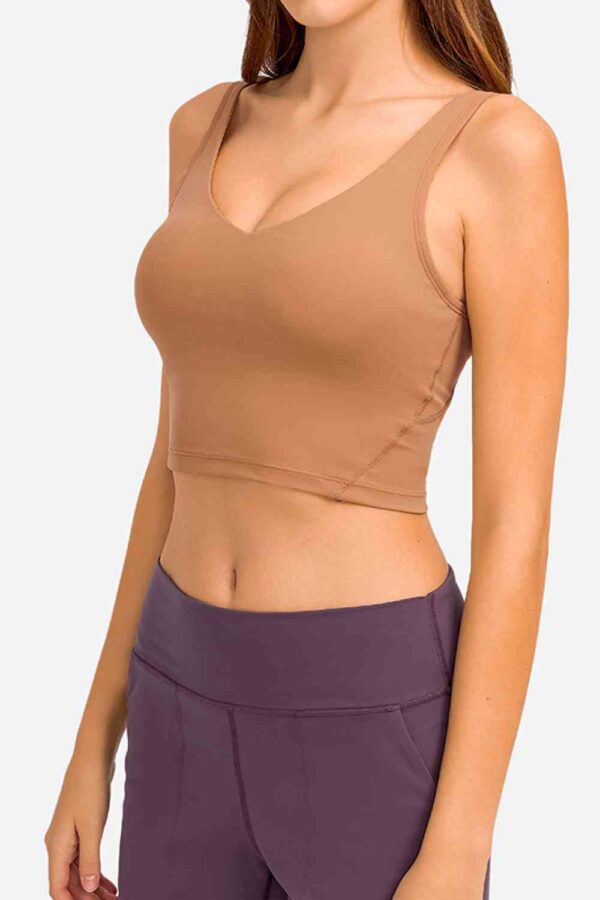 Deep V-Neck Crop Sports Bra - Image 13
