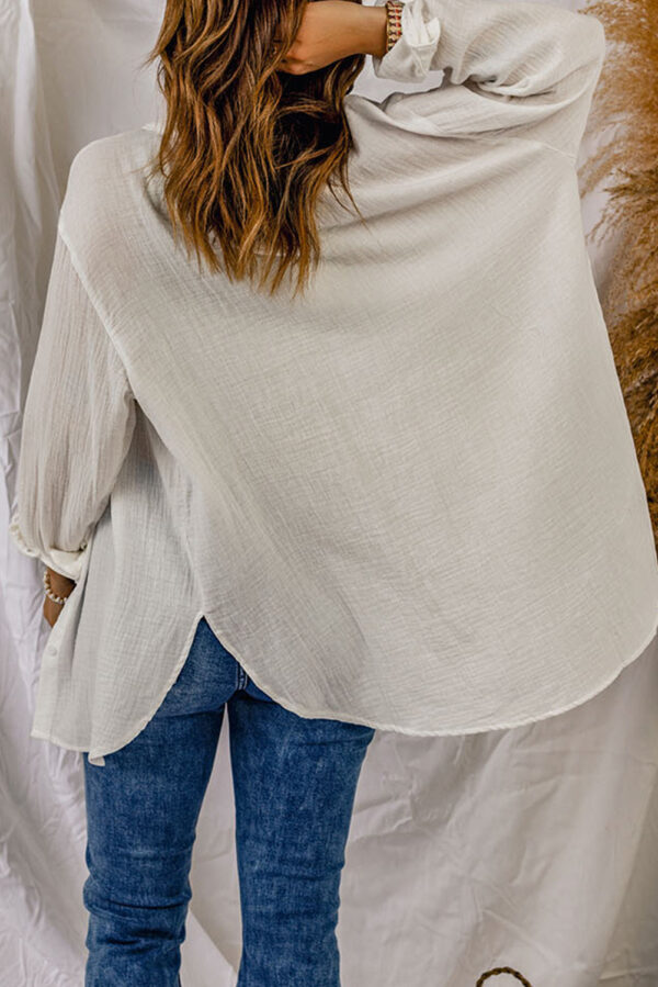 Slit Button Up Long Sleeve Shirt - Image 5
