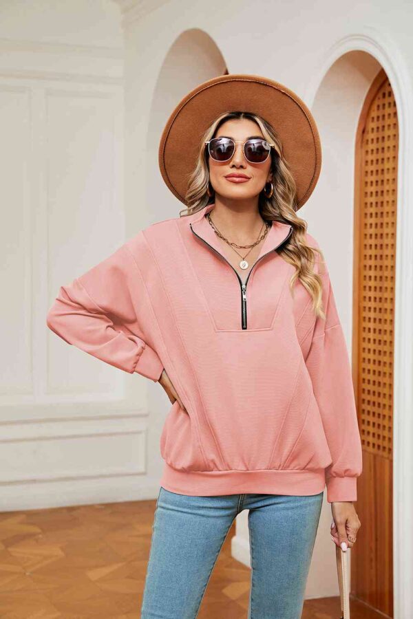 Half-Zip Dropped Shoulder Sweatshirt - Image 10