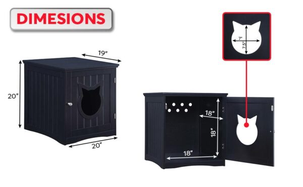 Cat House Side Table, Nightstand Pet House, Litter Box Enclosure - Image 4