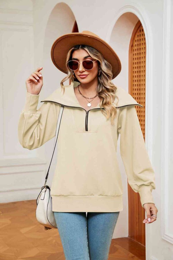 Half-Zip Collared Sweatshirt - Image 22