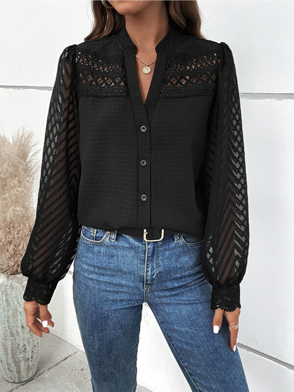 Button Up Notched Long Sleeve Shirt - Image 4