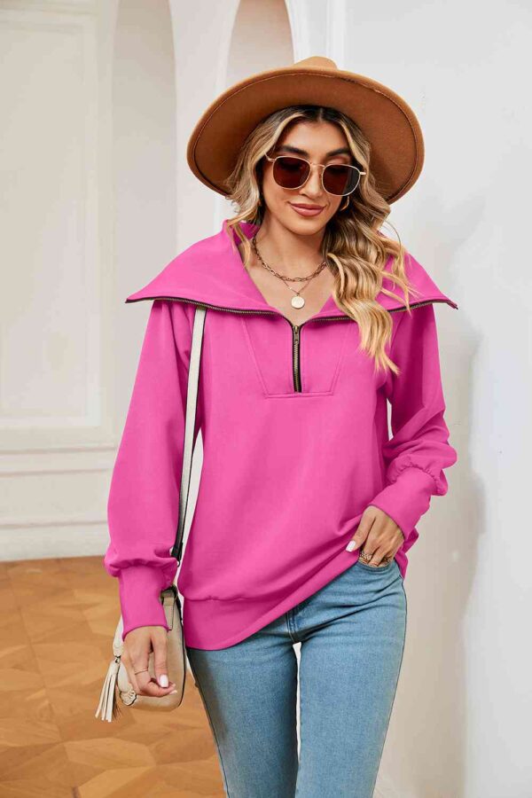 Half-Zip Collared Sweatshirt - Image 17