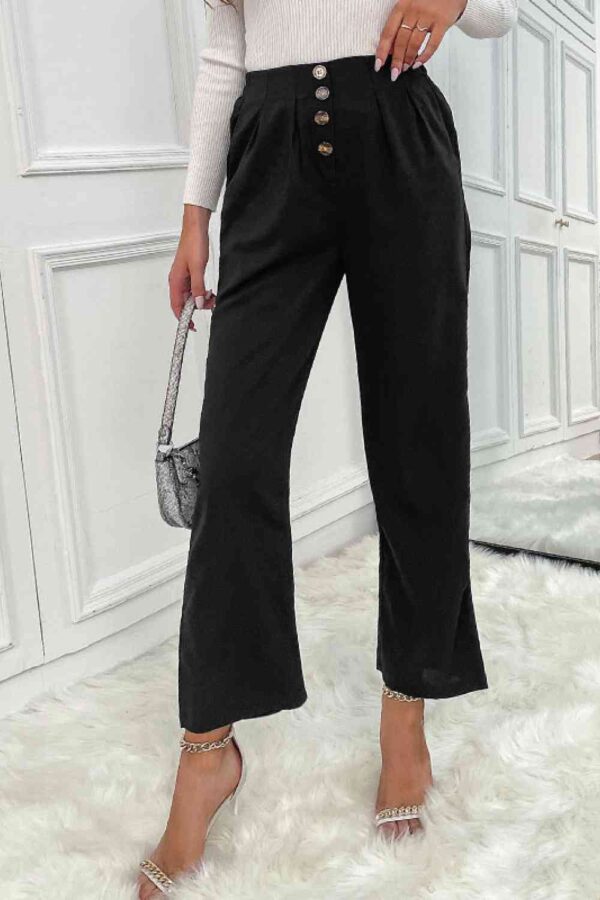 Button Fly Wide Leg Pants - Image 3