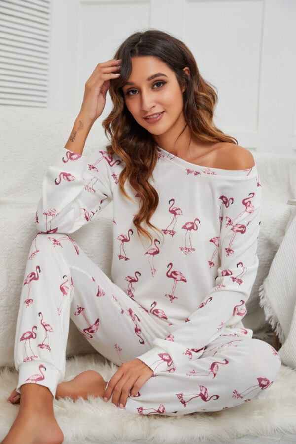 Flamingo Long Sleeve Top and Pants Lounge Set - Image 6
