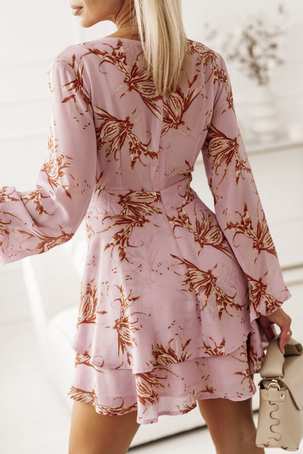 Printed Surplice Balloon Sleeve Mini Dress - Image 14