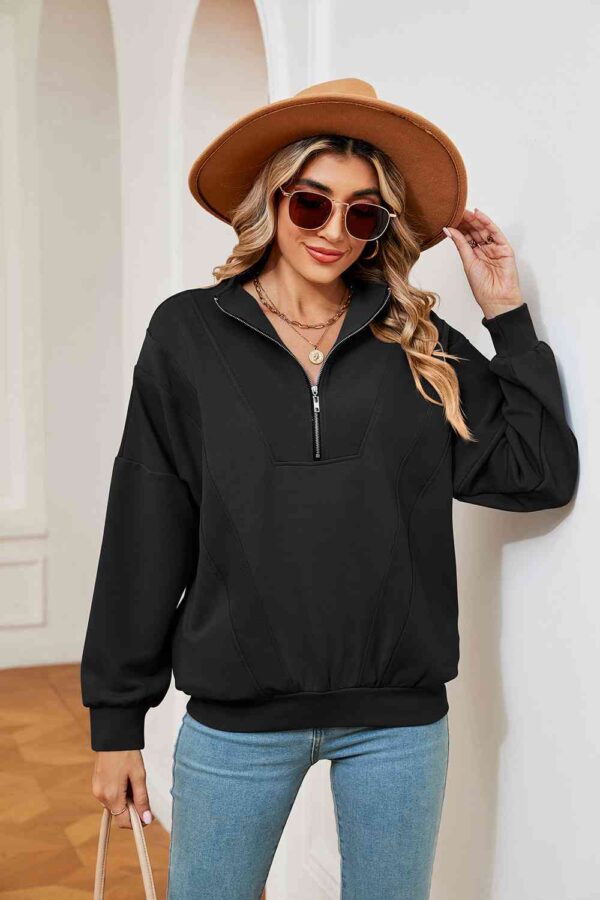 Half-Zip Dropped Shoulder Sweatshirt - Image 15