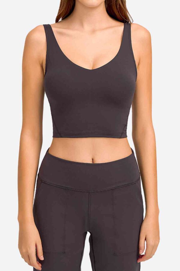 Deep V-Neck Crop Sports Bra - Image 20