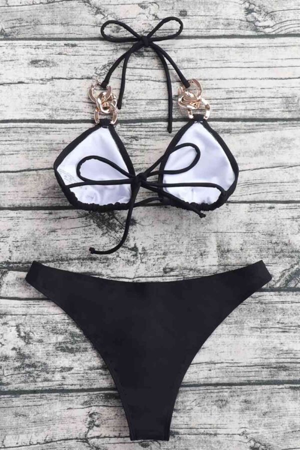 Chain Detail Tied Halter Neck Bikini Set - Image 4